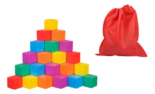 Cubo De Madera De Colores, Bloques De Madera 3 Cm 50 Piezas