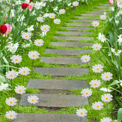 * 10 Estacas De Flores De Margaritas Para Primavera Y Otoño,