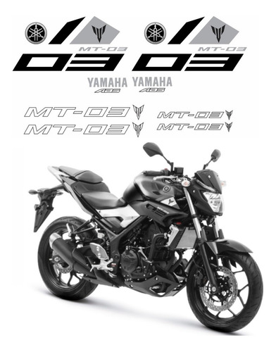 Kit Adesivos + Roda Refletivos Para Yamaha Mt03 17129 Cor Cinza