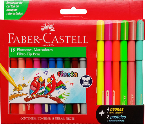 Marcadores Plumones Fiesta Faber Castell X18 Original