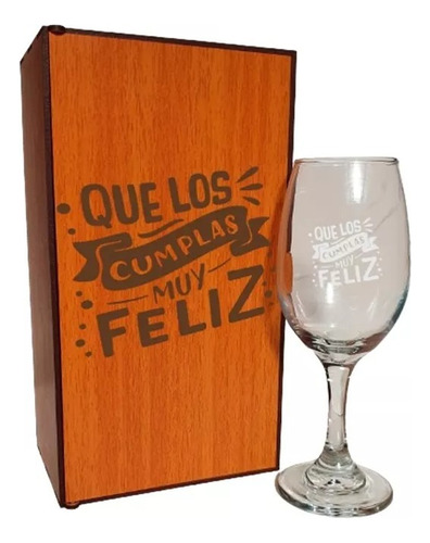 Copa Vino Personaliz. Cumpleaños, Eventos. Grab.láser C/caja