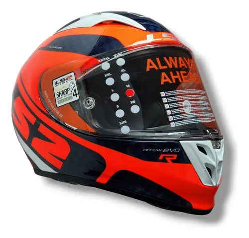 Casco Moto Gp Carbono Ls2 323 Arrow Sting + Pinlock Color Negro/Amarillo  fluo Tamaño del casco XL