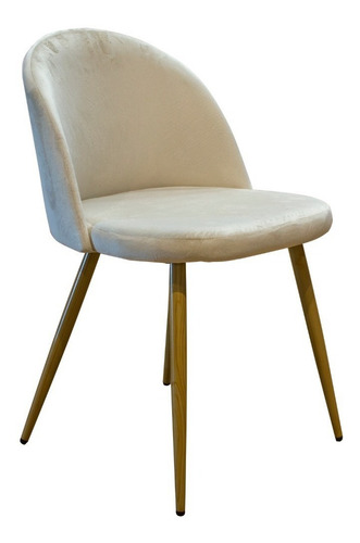 Silla Thea Macarón Tapizada En Pana Pack X 4 Unidades Estructura De La Silla Símil Madera Asiento Beige