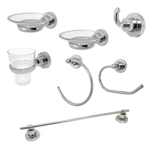 Set Kit Accesorios 6 Piezas Cristal Bronce Cromado Para Baño