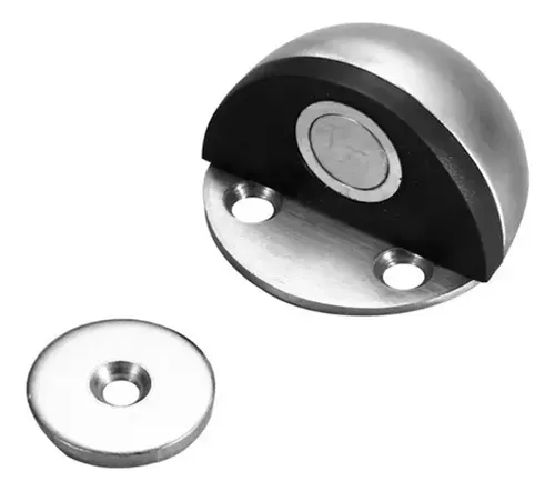 Tope Y Reten Magnetico Media Esfera Acero Goma Piso Puerta