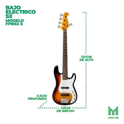 Bajo Eléctrico Profesional Sx Fpb62 5 Cuerdas Con Funda