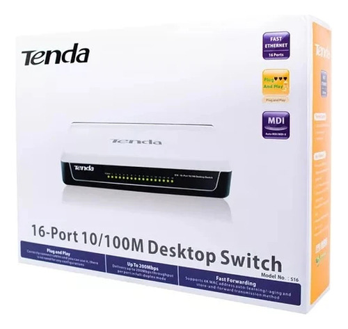 Switch 16 Puertos Lan 10/100 Tabla Directa A Mac 4000 Tenda