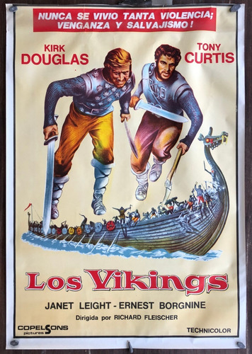 Afiche Cine Pelicula Los Vikings Kirk Douglas Tony Curtis