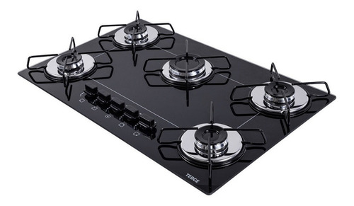 Fogão cooktop a gás Tedge TG164075 preto e prateado 110V/220V