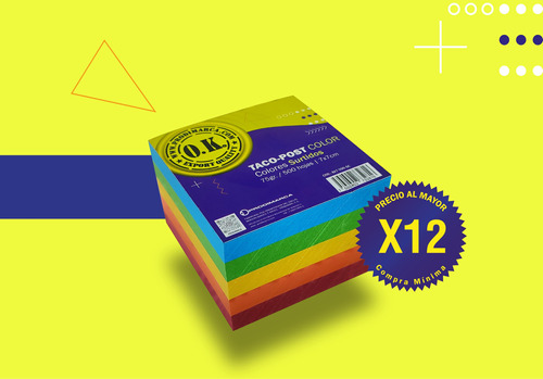 Block Taco  `ok`  Bond 75gr.multicolor 7x7cm 500hj Post-it