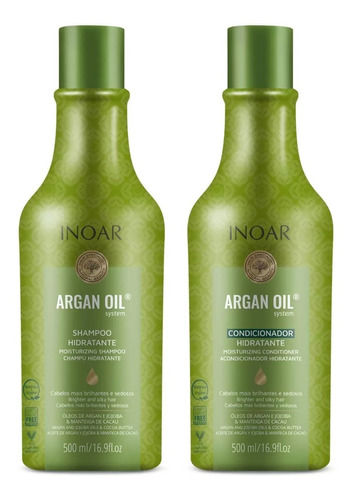 Kit Argan Inoar Shampoo + Condicionador 500ml + Brinde