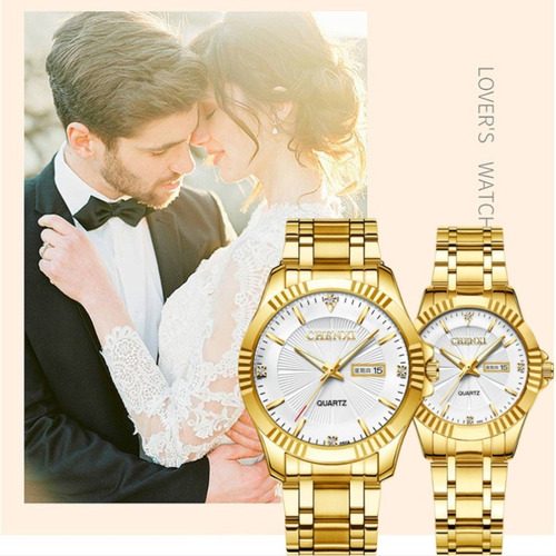 Chenxi Moda Calendario Pareja Reloj De Cuarzo 2 Piezas