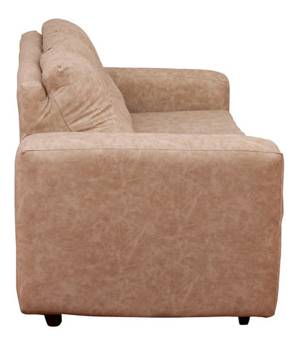 Sofá 3 Cuerpos Con 2 Pouf Cuero Auris Beige / Mueblesamérica