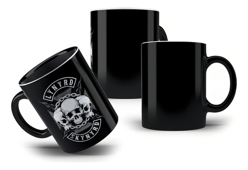Caneca Preta Rock Band Fã Lynyrd Skynyrd Clássico Dos Rocks