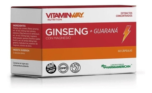 Ginseng + Guaraná - 60 Cápsulas Vitaminway | Energizante