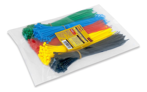 Cinchos Plastico 5 Colores 500pz 20cmx2.5mm Alta Resistencia
