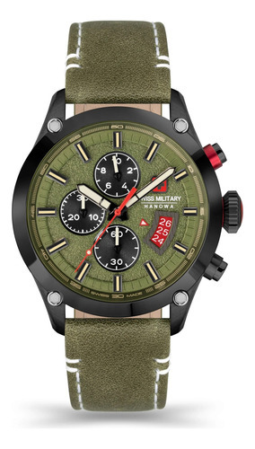Reloj Swiss Military Smwgc2101430 Para Hombre Cronografo Color de la malla Oliva Color del bisel Gris Color del fondo Oliva