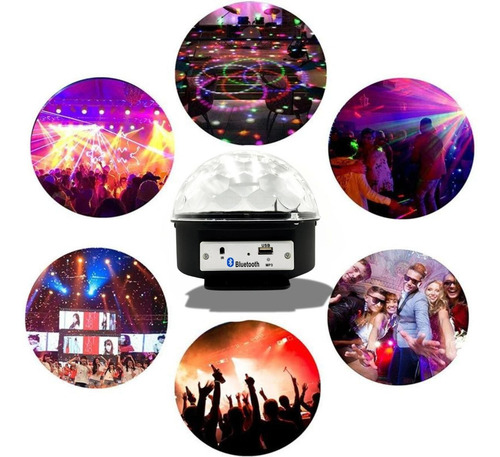 Globo Colorido Meia Bola Maluca Rgb Led Bluetooth Laser