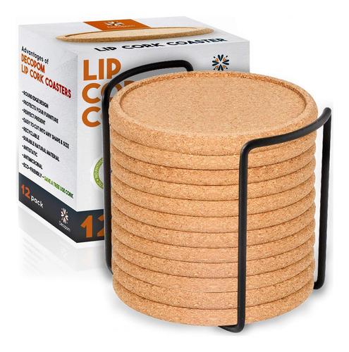 Cork Coasters Con Labio Para Bebidas Absorbentes | 12 Cola 4