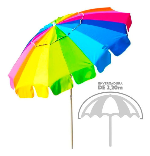 Sombrilla grande de color para playa y piscina, poliéster Mor, 2,2 m