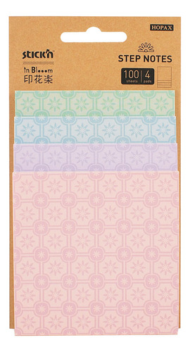 Block De 4 Pads De Notas Adhesivas Stickn Step Notes Bloom
