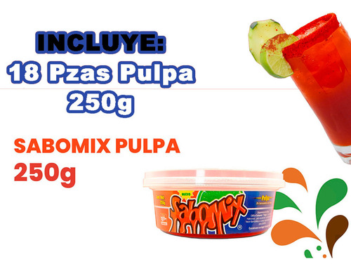 18 Pulpas Sabomix Ideal Para Micheladas, Fruta Y Botana
