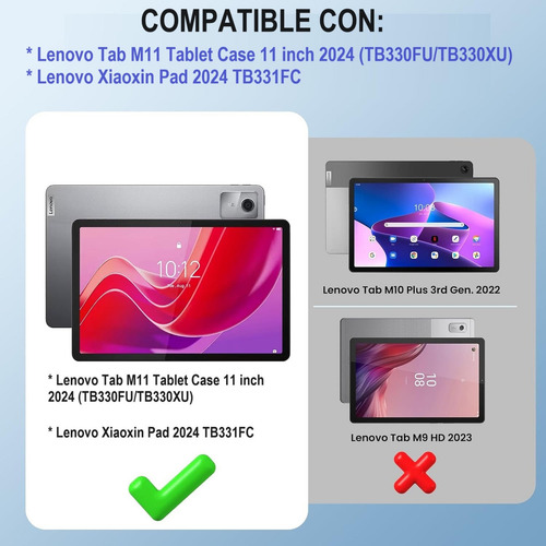Mica + Funda Para Lenovo M11 2024 / Xiaoxin Pad 2024 Silicón Color Rojo
