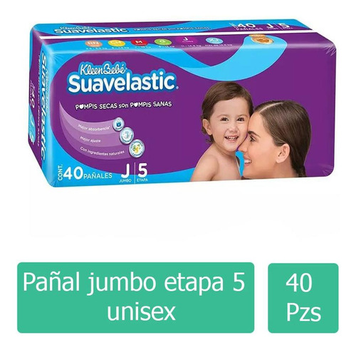 Kleenbebé Suavelastic Jumbo Paquete Con 40 Pañales Desechabl