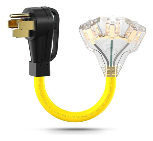 Adaptador Rv 50a A 110v, Nema 14-50p A 3 Tomas Domésticas