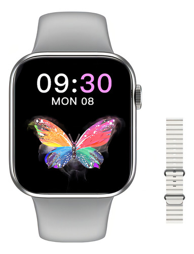 Reloj Smartwatch S28 Pro para deportes y bienestar en la pulsera, color plateado