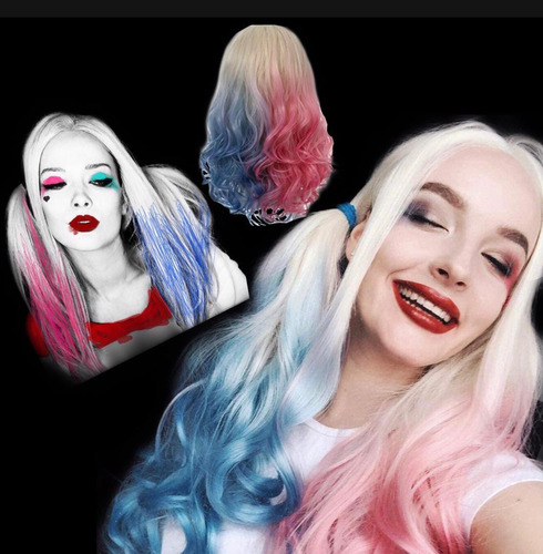 Pelucas Cosplay Anime Disfraz Kanekalon Harley Quinn