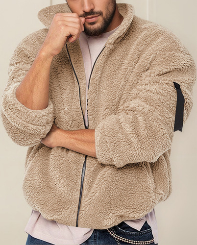 Abrigo N Para Hombre, Suéter, Cuello Alto, Elástico, Color Liso