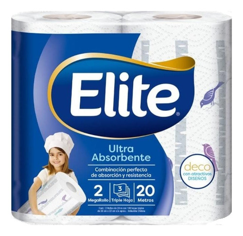 Toalla De Papel  Elite  Triple  Hoja  2 Rollos × 20 Metros