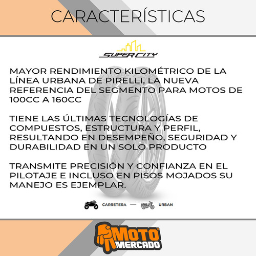 Imagen 3 de 6 de Cubierta 80 100 14 pirelli super City gilera smash 110 rd