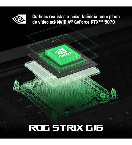 Notebook Gamer Rog Strix G16 G615jpr Nvidia Rtx 5070 Intel Core I9 14900hx 32gb Ram 1tb Ssd Windows 11 Home Tela 16 240hz Led Cinza - S5001w