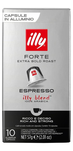 Cápsula De Café Forte Espresso Illy 57g 10 Unidades