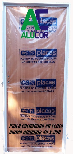 Puerta Placa Cedro Marco De Aluminio 80 X 200 Doble Contacto