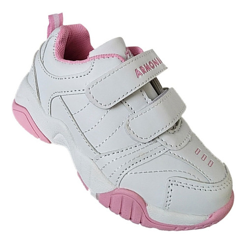 Zapatillas Blancas Escolares Deportivas Con Velcro - 7060