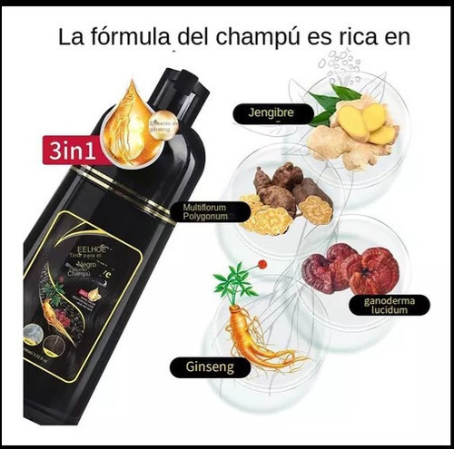 Champú For Teñir Canas, Negro, 2 Piezas