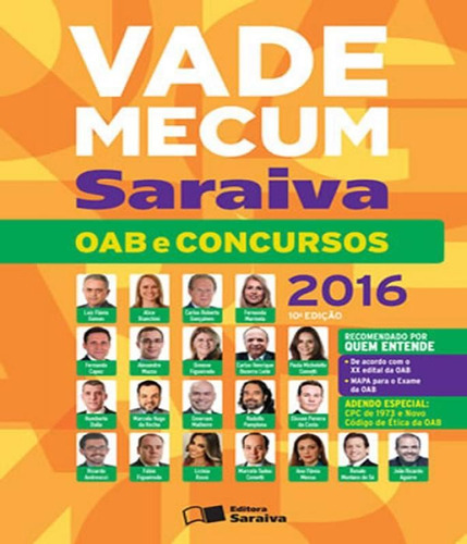 Vade Mecum Saraiva - Oab E Concursos - 2016 - 10 Ed, De A Saraiva. Editora Saraiva, Capa Mole, Edição 10 Em Português