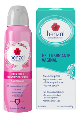 Kit Benzal Desodorante Odor-block + Lubricante Vaginal
