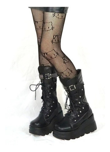 Botas Plataforma Goticas Driver Boots Con Tachuelas Punk Mod