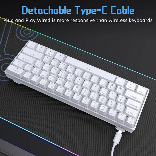 Teclado Mecánico Dierya Dk61se, Led, Usb-c, 60 %, Blanco
