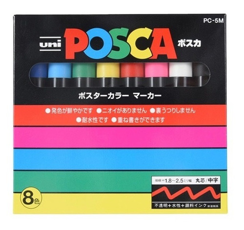 Marcadores Posca Punta Media Set De 8 Colores