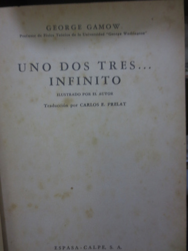 Libro Fisica Uno-dos-tres..infinito De George Gamow 1948 (Usado)