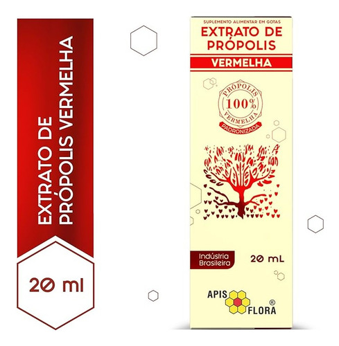 Extrato Própolis Vermelha Frasco Gotas 20ml 3un Apis Flora