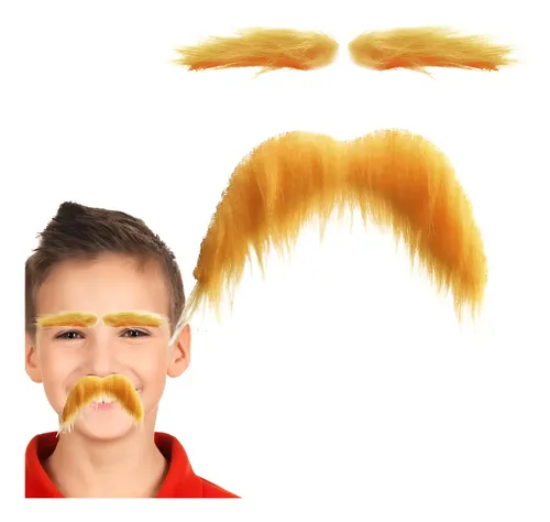 Bigote Y Cejas Amarillas Autoadhesivas Para Disfraz De Lorax – Set De 2 Juegos Con Cepillo Para Barba