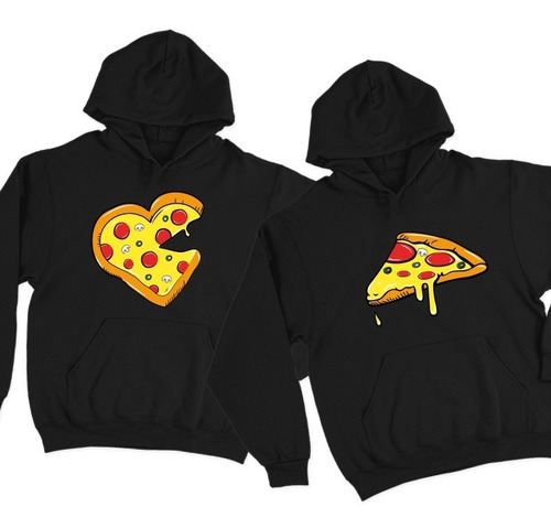 Imagen 3 de 6 de Dúo De Sudaderas Para Pareja - Novios - Pizza Corazón