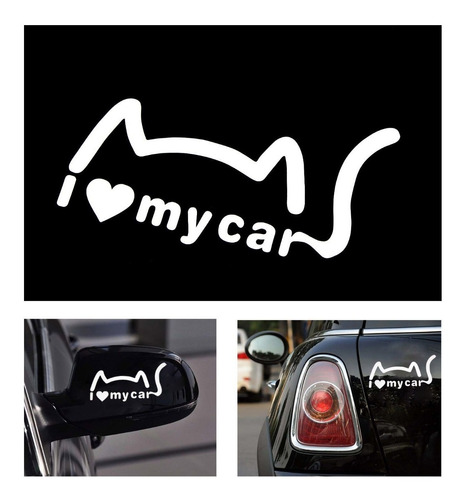 Vinilos Autoadhesivos Decorativo Gato I Love My Car G33