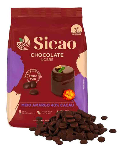 Chocolate ao leite SICAO ao leite meio amargo com sem agregado pacote 2.05 kg pacote x 2